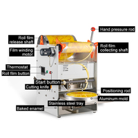 Machine à sceller manuelle pour bol en plastique Machine à sceller manuel pour bol en papier Emballeur de boîtes de nourriture à emporter pour rouleau Machine d'emballage de film pour soupe de nouilles