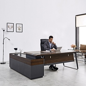 Organisateur de bureau ergonomique de luxe moderne en forme de L pour cadre, avec panneau en bois, fournitures de bureau de luxe pour ordinateur - Product Image 4