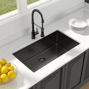 Sarlai Évier de cuisine rectangulaire en acier inoxydable 304 <span class=keywords><strong>noir</strong></span> Gunmetal de 30 pouces à cuve unique Nano-PVD de calibre 16 - Product Image 4