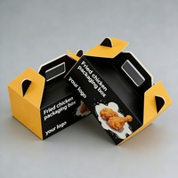 Boîte en papier personnalisée de qualité alimentaire recyclable en gros avec poignée pour poulet frit, fast-food, hamburgers, frites
