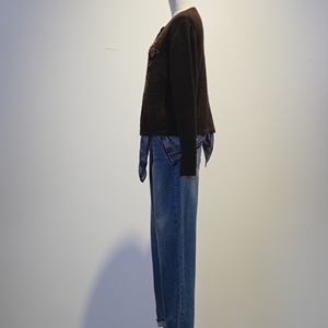 <span class=keywords><strong>Jean</strong></span> décontracté bleu délavé coupe droite ample pour femme, 98% coton 2% élasthanne - Product Image 2