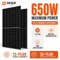 Panneau Solaire Monocristallin Haute Efficacité 650W Type N Bifacial Double Verre 210R 132 Demi-Cellules Coupées pour Usage Utilitaire