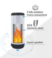 Gobelet musical intelligent sans fil en acier inoxydable de 16 oz pour sublimation, 4-en-1 avec fonction refroidisseur et 2 couvercles