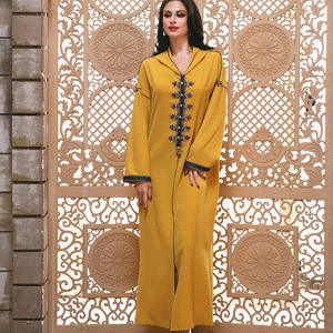 2022 müslüman moda kapşonlu el dikişli elmas Kaftan Marocain parti ince görünüm egzotik arap elbise bayanlar kurtis - Product Image 5