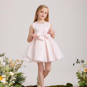 Vestido de satén rosa hasta la rodilla para niñas de Yalindars Junior Kids Clothing, vestido de fiesta de boda para niña de 12 años, combina con abrigo. - Product Image 6