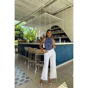 Combinaison moulante décontractée Indigo Rose à détails noués, style une pièce, imprimé ajouré carré, en tricot de nylon, pour le printemps et l'automne - Product Image 2