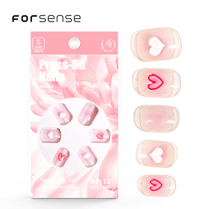 Produttore all'ingrosso piccola stampa rossa sulle <span class=keywords><strong>unghie</strong></span> con adesivo en gros alla rinfusa coreano corto quadrato finto chiodo con colla di gelatina en caja - Product Image 2