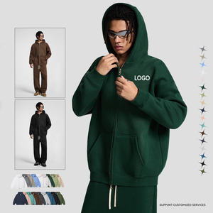 Doven Manufacturer Luxury High Quality Plain 350 Gsm Cotton Streetwear Blank Heavyweight Oversized Zip up Custom Men's Hoodie