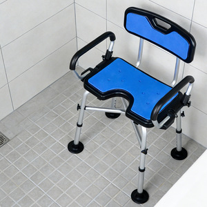 Adjustable Aluminum Alloy Non-Slip Heavy Duty <b>Portable</b> <b>Shower</b> Chair with Arm & Back for Elderly & Disabled People - Product Image 3