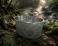 Baignoire ovale moderne pour bain froid, résistante aux intempéries, en pierre, pour extérieur, villa, patio, bien-être