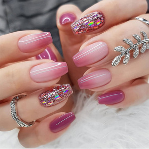 <span class=keywords><strong>Faux</strong></span> <span class=keywords><strong>ongles</strong></span> violets en gros, dégradé rose-violet <span class=keywords><strong>avec</strong></span> paillettes, capsules d'<span class=keywords><strong>ongles</strong></span> courtes, prêts à l'emploi, pour nail art, <span class=keywords><strong>avec</strong></span> emballage en boîtes - Product Image 6