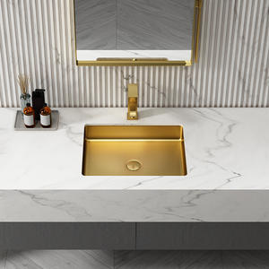 Lavabo in <span class=keywords><strong>Acciaio</strong></span> Inossidabile di Alta Qualità, Lavandino Dorato per Bagno - Product Image 4
