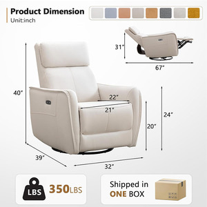 <span class=keywords><strong>Fauteuil</strong></span> inclinable électrique intelligent à double moteur en cuir véritable pour bureau et domicile, avec revêtement en cuir véritable - Product Image 2