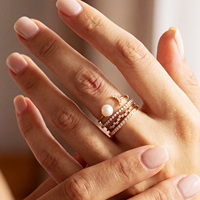 Bague empilable Abiding Jewelry en argent sterling 925 personnalisée, avec diamant moissanite, étanche, motif lune