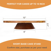 Présentoir à cupcakes rotatif de 12 pouces, ensemble de présentation de desserts ronds, support à gâteau tournant en bois d'acacia