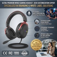 Casque de jeu sans fil OEM ODM avec annulation active du bruit, son surround 7.1, design supra-auriculaire en cuir et métal