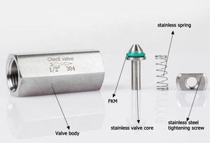 Vanne anti-retour Vanne unidirectionnelle Silencieuse 1/4 Acier inoxydable Ressort à gaz Vanne de non-retour - Product Image 2