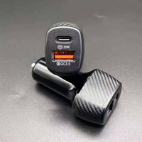 Pengisi daya ponsel serat karbon PD 38W, charger ponsel 5V 3A usb ganda tipe c port 38W QC3.0 cepat