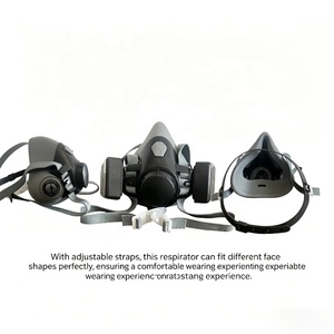 Máscara de Gas Reutilizable de Media Cara, <span class=keywords><strong>con</strong></span> Filtros Dobles, Respirador para Vapores Orgánicos, Químicos, Pintura, Polvo, Protección Industrial - Product Image 3