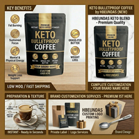 Poudre de café instantané premium sans sucre, Keto, avec beurre de bœuf nourri à l'herbe pour brûler les graisses, perdre du poids, l'énergie et la concentration