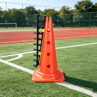 Cône de signalisation en PVC de 9 pouces, lot de 5 cônes d'agilité réglables avec échelle de hauteur pour l'entraînement sportif de football/soccer