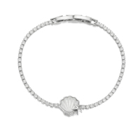 Bracelet Tennis Bohème en Laiton Plaqué Or 14K avec Zircons Cubiques et Coquillages, Scintillant et Pavé, pour Femme, Idéal pour Fêtes, Usage Quotidien et Cadeau