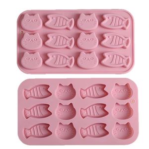 12 Cavity 3D Cat Fish Shaped Food Grade Silicone Cake Mould Eco Friendly High Low Temperature Resistant <b>Baking</b> Cake Tools - Product Image 4