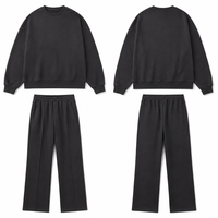 Ensemble survêtement femme noir oversize col rond et pantalon large en polyester – Style automne-hiver