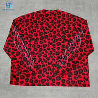 Sweat-shirt en coton polyester à imprimé léopard avec logo personnalisé BENTURA, col rond surdimensionné, coupe ample, manches longues