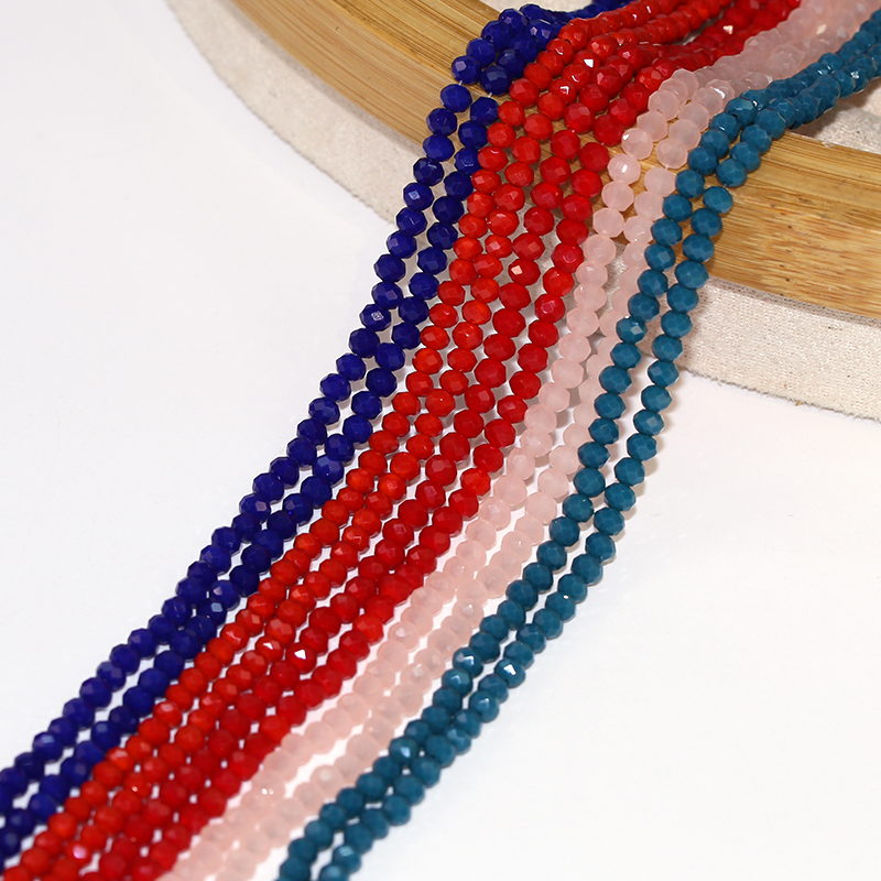 Factory Cheap Price 2/3/4/6/8mm Loose Beads Faceted Crystal Tyre Beads Rondelle Glass Beads for Jewelry Making