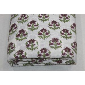 Tela de Algodón Estampada a Mano Estilo Vintage con Diseño Floral Moderno de Jaipur, Material Ligero para Bolsos, Cortinas y Vestidos - Product Image 4