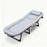 Lit pliant en fer inclinable, lit de sieste portable pour le bureau, lit simple pour la maison, style moderne minimaliste, lit de camping, mobilier d'extérieur
