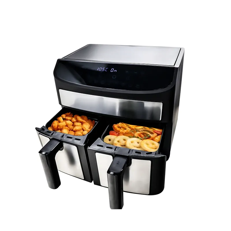 8l Dual Mand Lucht Friteuse Power Airfryers Met Temperatuurregeling Elektrische Air Frier Digitale Power Lucht Friteuse