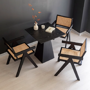 Table basse carrée en <span class=keywords><strong>bois</strong></span> massif, noire, style <span class=keywords><strong>vintage</strong></span>, petite, pour la maison, nécessite l'assemblage, utilisation commerciale - Product Image 3