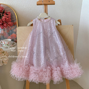 Girls' Princess Dress Summer 2026 New Style Children's <b>Light</b> Luxury High-End Dress Girls' Mesh Vest Dress 100-140cm - Product Image 2