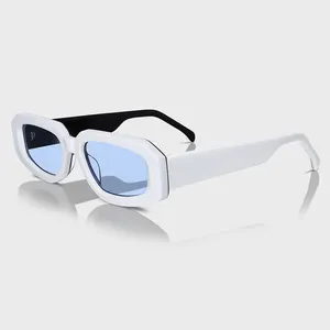 Yeetian High End Italian Bio Eyeglasses Manufacturer Vintage White & Black Rectangle Acetate Sunglasses
