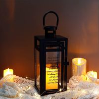 Vente en gros de lanterne de cimetière noire lanterne commémorative en métal pour cimetière et décoration funéraire