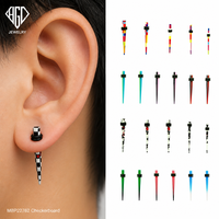 Bijou de corps en acrylique artistique plaqué or avec zircon, série Zero Pain Faux Stretching, plug d'oreille à l'aspect étiré unique, trous standard