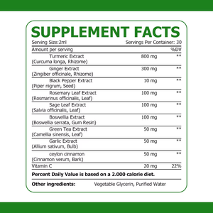 Vente en gros usine : Gouttes liquides de Curcuma et Curcumine avec extrait d'ail biologique et cannelle de Ceylan pour le soutien immunitaire - Product Image 2