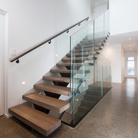 Escalier intérieur ouvert pour villa, design moderne, garde-corps en acier inoxydable, escalier droit à monopoutre