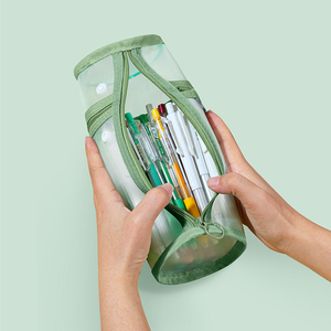 Trousse à crayons transparente en maille grande capacité avec fermeture éclair, logo personnalisable, disponible en plusieurs couleurs. - Product Image 5