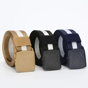 Automatic Plastic Buckle Nylon Belt Male Tactical Waist Belt Men Canvas Fabric outdoor stripe Belts