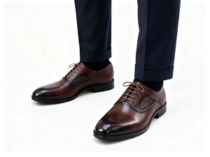 Chaussures habillées officielles personnalisées en cuir Oxford à lacets, à bout pointu, larges, faites à la main, pour homme, idéales pour le bureau et la carrière, collection automne/printemps - Product Image 1