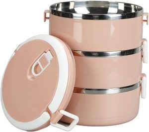 Newest Heat Preservation Multi Layer Portable Stainless Steel Bento <b>Lunch</b> <b>Box</b> Plastic Foldable 2 <b>Compartments</b> for Adults Kids - Product Image 2