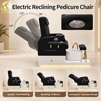 Fauteuil de pédicure avec repose-tête en éponge haute densité, dossier réglable et baignoire pour les pieds, pour salon de beauté