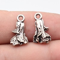 Pendentif chou 3D en argent antique, accessoire DIY, 17x9,6mm, 1,1g