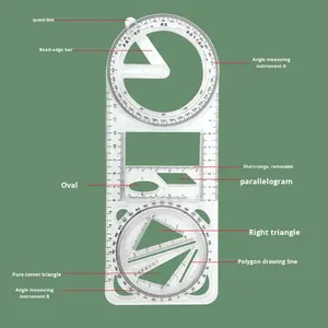 Regla de Geometría Multifuncional de Plástico de 20 cm para Dibujo, Marca HAIJU, para Escuelas Primarias, Secundarias, Preparatorias y de Bachillerato - Product Image 2