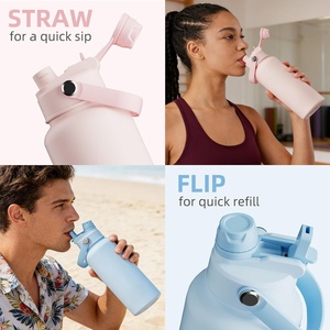 Custom Logo 1L Stainless Steel Double Wall Insulated Vacuum Ceramic Inner Flask 18oz 32oz Powder Coated <b>Sports</b> Water <b>Bottles</b> - Product Image 5