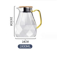 Bouilloire en verre en forme de diamant résistante à la chaleur, pichet à eau avec filtre, couvercle en bambou, poignée, design contemporain écologique
