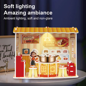 Giấy và EPS Hội Đồng Quản trị bọt <span class=keywords><strong>DIY</strong></span> Mô hình xây dựng Kit Mini lẩu nhà hàng LED Playhouse câu đố đồ chơi cho trẻ em - Product Image 4